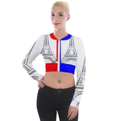 Eiffel-tower-france-flag-tower- Long Sleeve Cropped Velvet Jacket by 99art