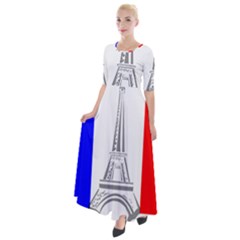 Eiffel-tower-france-flag-tower- Half Sleeves Maxi Dress by 99art