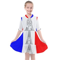 Eiffel-tower-france-flag-tower- Kids  All Frills Chiffon Dress by 99art