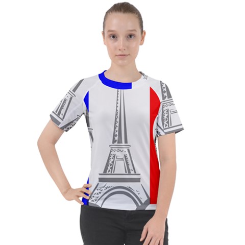 Eiffel-tower-france-flag-tower- Women s Sport Raglan Tee by 99art