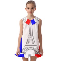 Eiffel-tower-france-flag-tower- Kids  Pilgrim Collar Ruffle Hem Dress by 99art