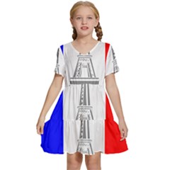 Eiffel-tower-france-flag-tower- Kids  Short Sleeve Tiered Mini Dress by 99art