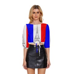 Eiffel-tower-france-flag-tower- Mid Sleeve Drawstring Hem Top by 99art