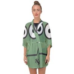 Cartoon-cute-frankenstein-halloween Half Sleeve Chiffon Kimono by 99art