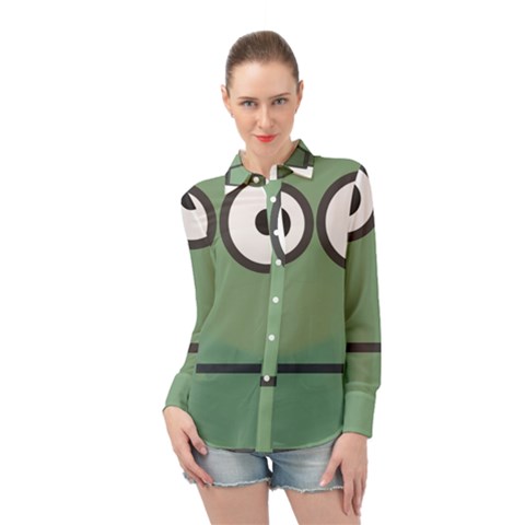 Cartoon-cute-frankenstein-halloween Long Sleeve Chiffon Shirt by 99art