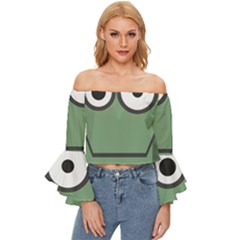 Cartoon-cute-frankenstein-halloween Off Shoulder Flutter Bell Sleeve Top by 99art