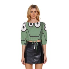 Cartoon-cute-frankenstein-halloween Mid Sleeve Drawstring Hem Top by 99art