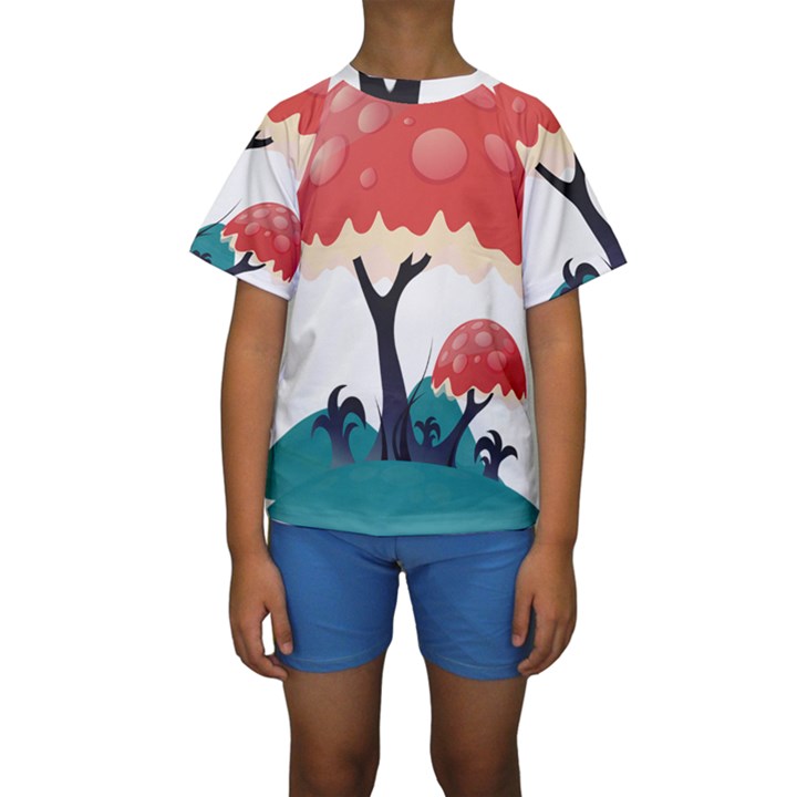 Tree-art-trunk-artwork-cartoon Kids  Short Sleeve Swimwear