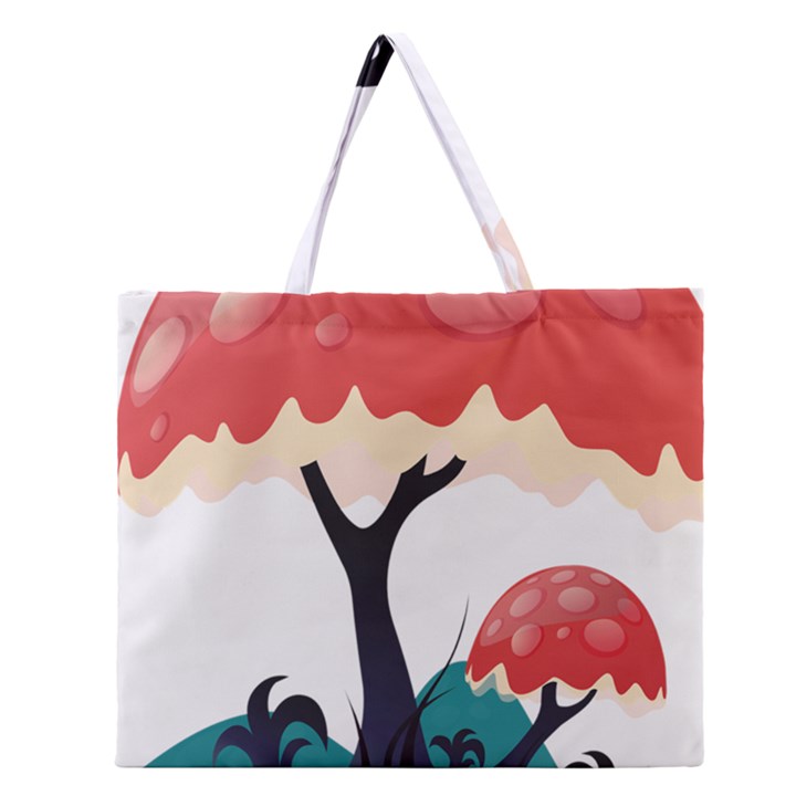 Tree-art-trunk-artwork-cartoon Zipper Large Tote Bag