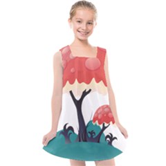 Tree-art-trunk-artwork-cartoon Kids  Cross Back Dress