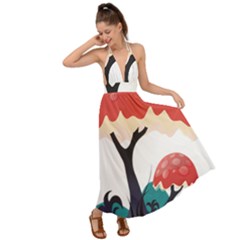 Tree-art-trunk-artwork-cartoon Backless Maxi Beach Dress by 99art