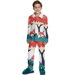 Tree-art-trunk-artwork-cartoon Kids  Long Sleeve Velvet Pajamas Set by 99art