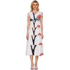 Tree-art-trunk-artwork-cartoon V-neck Drawstring Shoulder Sleeveless Maxi Dress by 99art