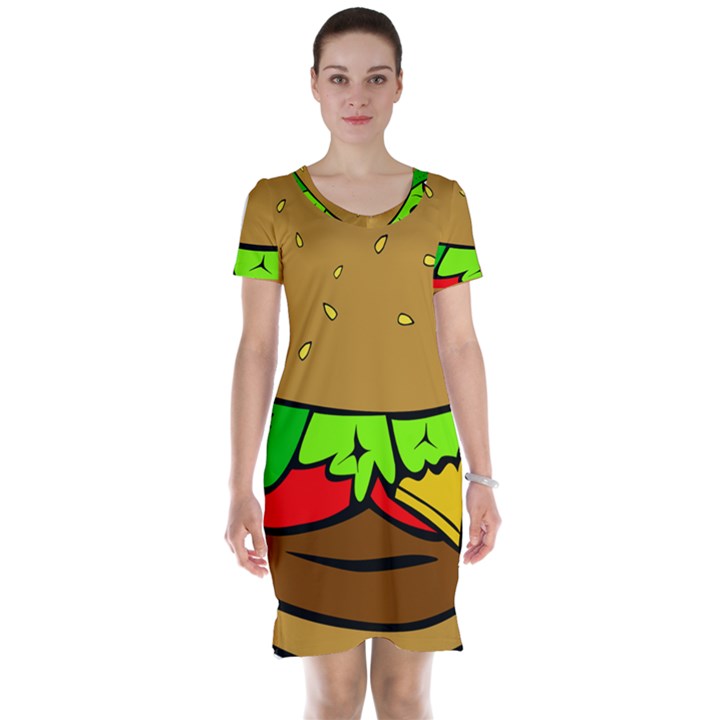 Hamburger-cheeseburger-fast-food Short Sleeve Nightdress