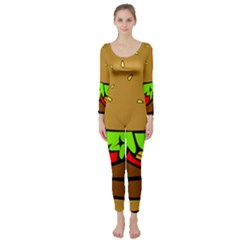 Hamburger-cheeseburger-fast-food Long Sleeve Catsuit by 99art