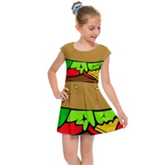 Hamburger-cheeseburger-fast-food Kids  Cap Sleeve Dress by 99art