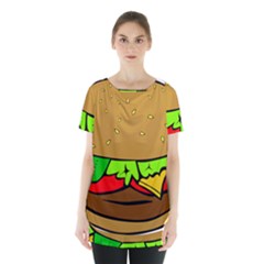 Hamburger-cheeseburger-fast-food Skirt Hem Sports Top by 99art