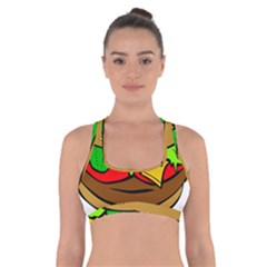 Hamburger-cheeseburger-fast-food Cross Back Sports Bra by 99art