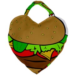 Hamburger-cheeseburger-fast-food Giant Heart Shaped Tote by 99art