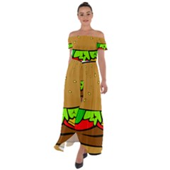 Hamburger-cheeseburger-fast-food Off Shoulder Open Front Chiffon Dress by 99art