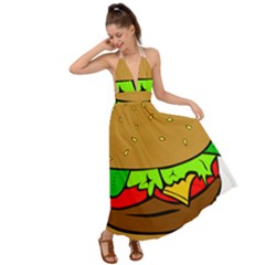 Hamburger-cheeseburger-fast-food Backless Maxi Beach Dress by 99art