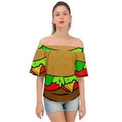 Hamburger-cheeseburger-fast-food Off Shoulder Short Sleeve Top by 99art