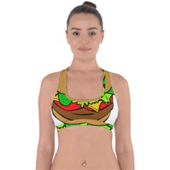 Hamburger-cheeseburger-fast-food Cross Back Hipster Bikini Top  by 99art