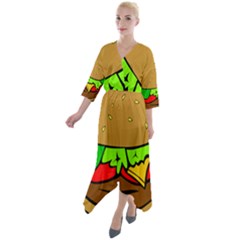 Hamburger-cheeseburger-fast-food Quarter Sleeve Wrap Front Maxi Dress by 99art