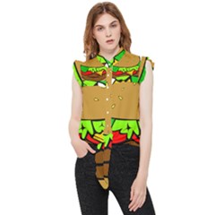 Hamburger-cheeseburger-fast-food Frill Detail Shirt by 99art