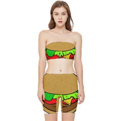 Hamburger-cheeseburger-fast-food Stretch Shorts And Tube Top Set by 99art