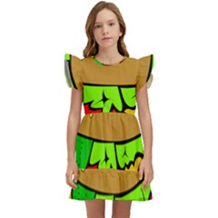 Hamburger-cheeseburger-fast-food Kids  Winged Sleeve Dress by 99art