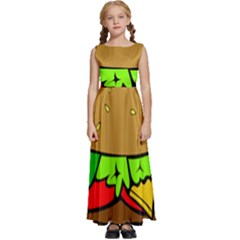 Hamburger-cheeseburger-fast-food Kids  Satin Sleeveless Maxi Dress by 99art