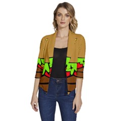 Hamburger-cheeseburger-fast-food Women s Draped Front 3/4 Sleeve Shawl Collar Jacket by 99art