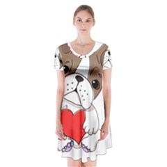 Animation-dog-cute-animate-comic Short Sleeve V-neck Flare Dress by 99art