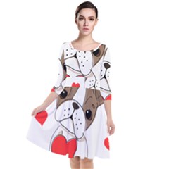 Animation-dog-cute-animate-comic Quarter Sleeve Waist Band Dress by 99art