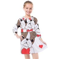 Animation-dog-cute-animate-comic Kids  Quarter Sleeve Shirt Dress by 99art