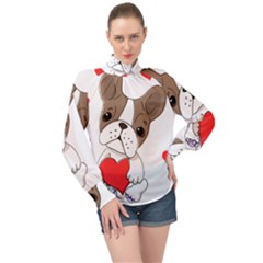 Animation-dog-cute-animate-comic High Neck Long Sleeve Chiffon Top by 99art