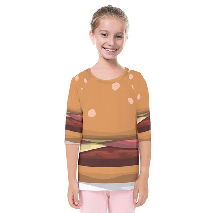 Hamburger-cheeseburger-burger-lunch Kids  Quarter Sleeve Raglan Tee