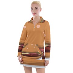 Hamburger-cheeseburger-burger-lunch Women s Long Sleeve Casual Dress by 99art