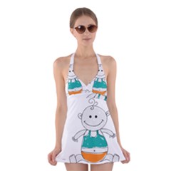 Baby-cute-child-birth-happy Halter Dress Swimsuit  by 99art