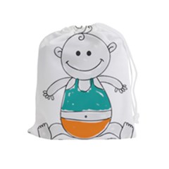 Baby-cute-child-birth-happy Drawstring Pouch (xl) by 99art