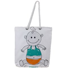 Baby-cute-child-birth-happy Full Print Rope Handle Tote (large) by 99art