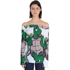 Amphibian-animal-cartoon-reptile Off Shoulder Long Sleeve Top by 99art