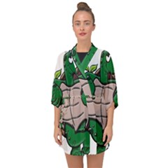 Amphibian-animal-cartoon-reptile Half Sleeve Chiffon Kimono by 99art