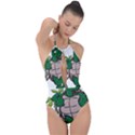 Amphibian-animal-cartoon-reptile Plunge Cut Halter Swimsuit View1