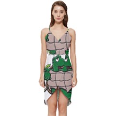 Amphibian-animal-cartoon-reptile Wrap Frill Dress by 99art