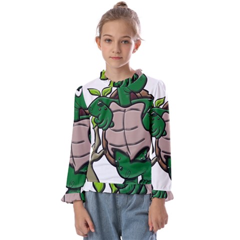 Amphibian-animal-cartoon-reptile Kids  Frill Detail Tee by 99art