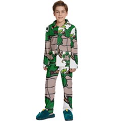 Amphibian-animal-cartoon-reptile Kids  Long Sleeve Velvet Pajamas Set by 99art