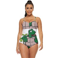 Amphibian-animal-cartoon-reptile Retro Full Coverage Swimsuit by 99art