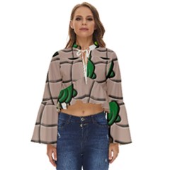 Amphibian-animal-cartoon-reptile Boho Long Bell Sleeve Top by 99art